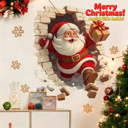 🔥Buy 5 Get 5[10Pcs &💥Free Shipping]Santa Claus Breakthrough Wall Stickers🎄