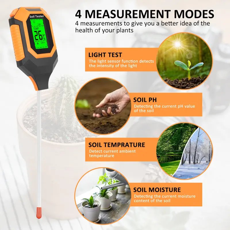 4-in-1 Soil Moisture Meter Ph Tester