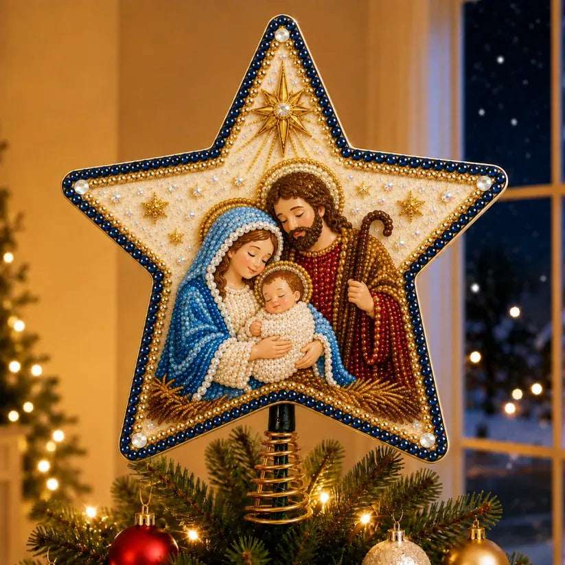 ⭐ Faith Inspired Pearl Diamond Art Christmas Tree Topper Craft Kit