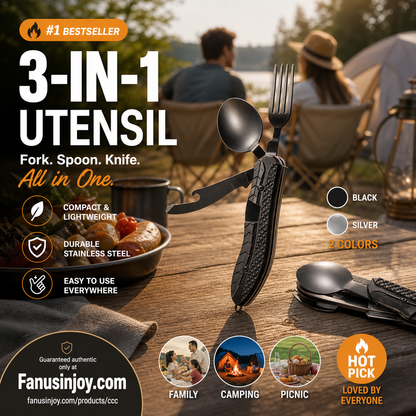 🏕️Must-have for outdoor trips 🍴🥄4-In-1 Outdoor Folding Multifunctional Tableware