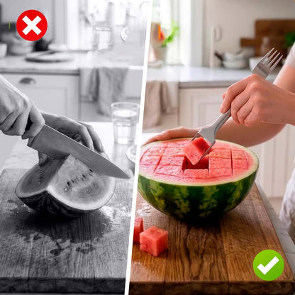2-in-1 Stainless Steel Watermelon Fork Cut