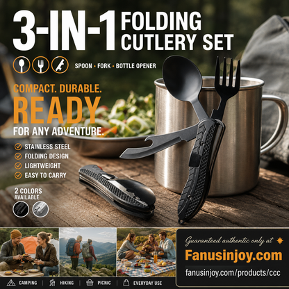 🏕️Must-have for outdoor trips 🍴🥄4-In-1 Outdoor Folding Multifunctional Tableware