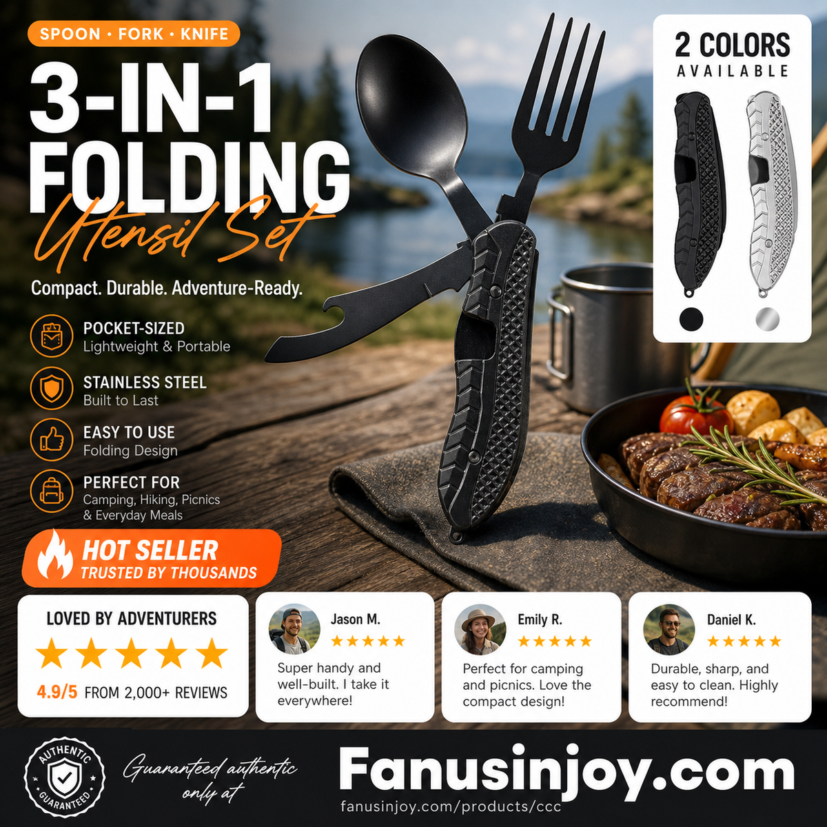 🏕️Must-have for outdoor trips 🍴🥄4-In-1 Outdoor Folding Multifunctional Tableware