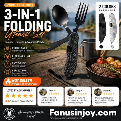 🏕️Must-have for outdoor trips 🍴🥄4-In-1 Outdoor Folding Multifunctional Tableware