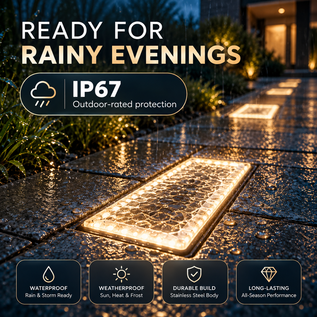 ✨ Solar Paver Lights 4×8 – Wireless Outdoor Pathway Lighting