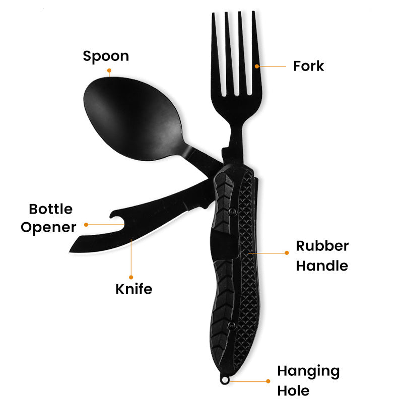🏕️Must-have for outdoor trips 🍴🥄4-In-1 Outdoor Folding Multifunctional Tableware