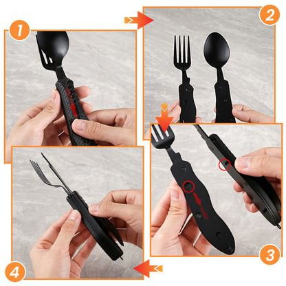 🏕️Must-have for outdoor trips 🍴🥄4-In-1 Outdoor Folding Multifunctional Tableware