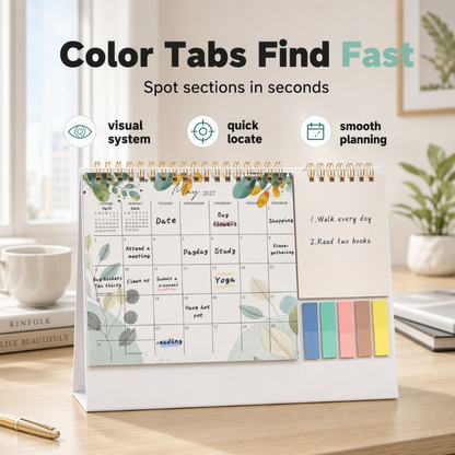 2027 Creative Desk Calendar with Sticky Notes