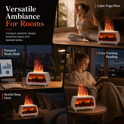 💨 Fireplace Flame Humidifier – Aromatherapy Diffuser, Music Sync Light & Whisper Quiet