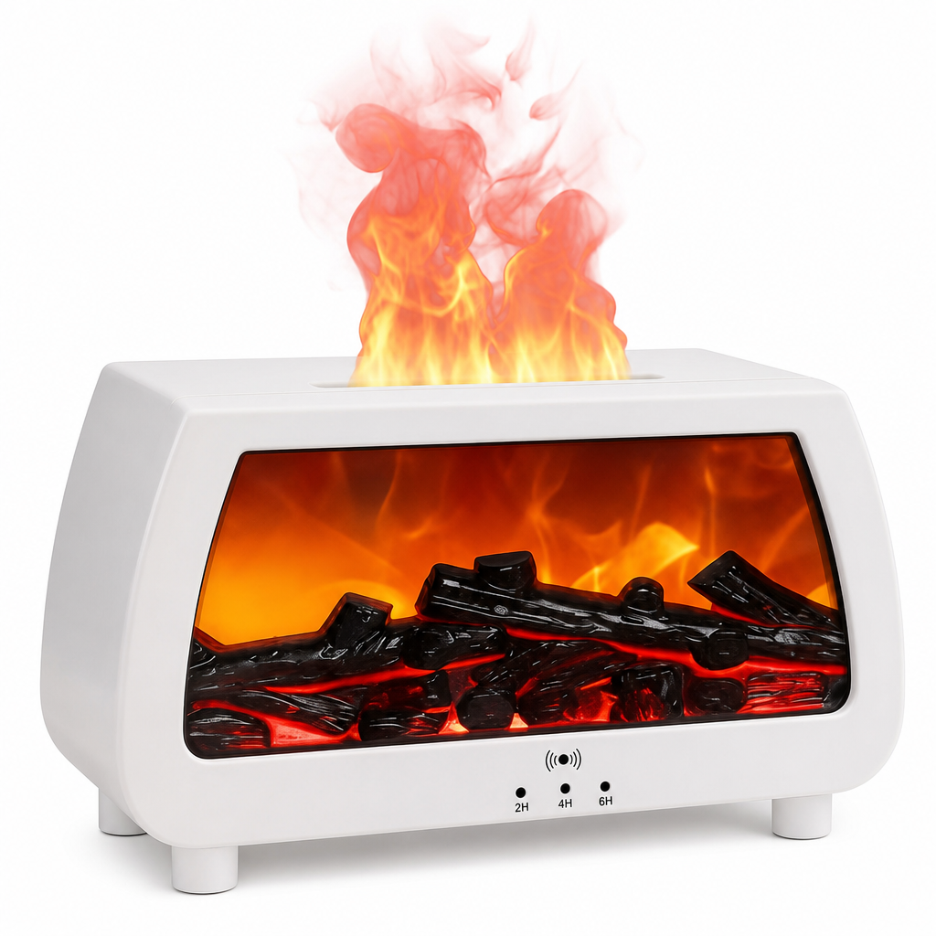 💨 Fireplace Flame Humidifier – Aromatherapy Diffuser, Music Sync Light & Whisper Quiet