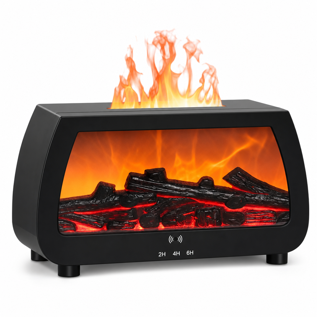 💨 Fireplace Flame Humidifier – Aromatherapy Diffuser, Music Sync Light & Whisper Quiet
