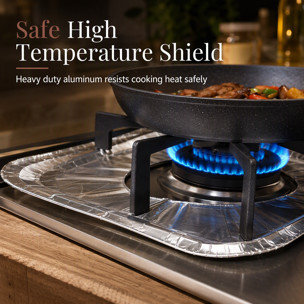 Source product image showing a foil liner around a lit burner