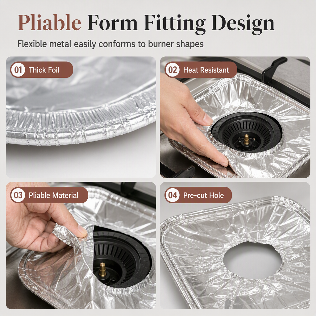 Aluminum foil liner material and center opening details