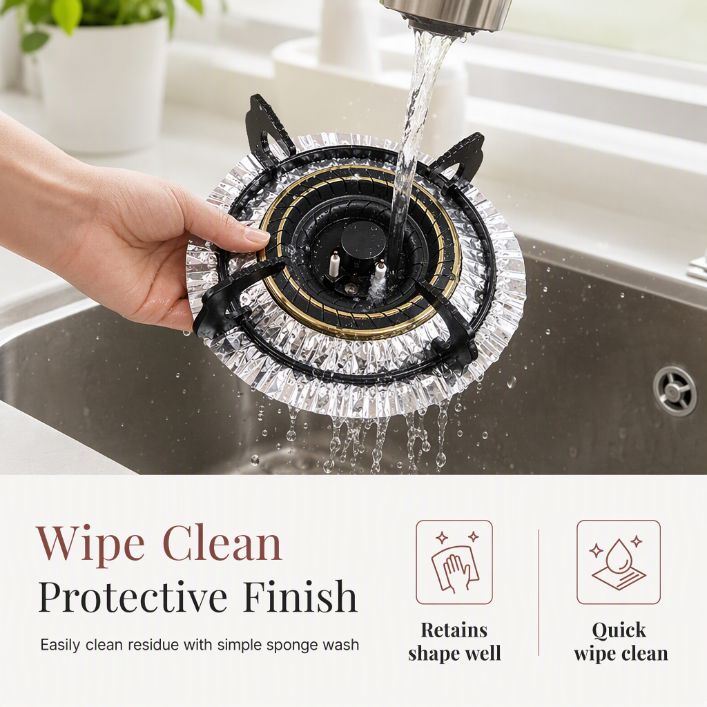 Foil liner being rinsed after removal