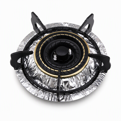 Circle foil liner shown around a burner assembly