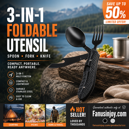 🏕️Must-have for outdoor trips 🍴🥄4-In-1 Outdoor Folding Multifunctional Tableware